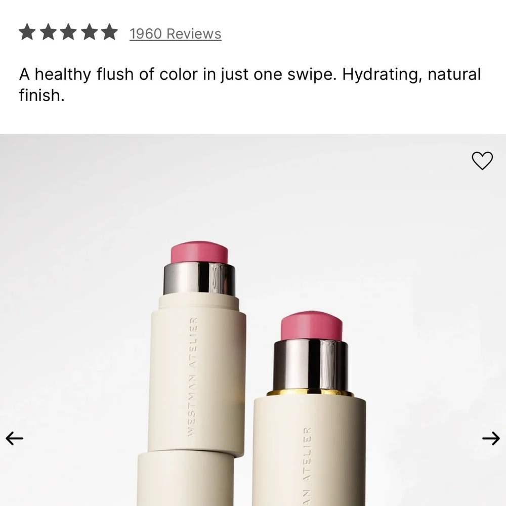 Westman Atelier Baby Cheeks Lip + Cheek Cream Blush Stick - DOU DOU-NWT - Picture 2 of 9